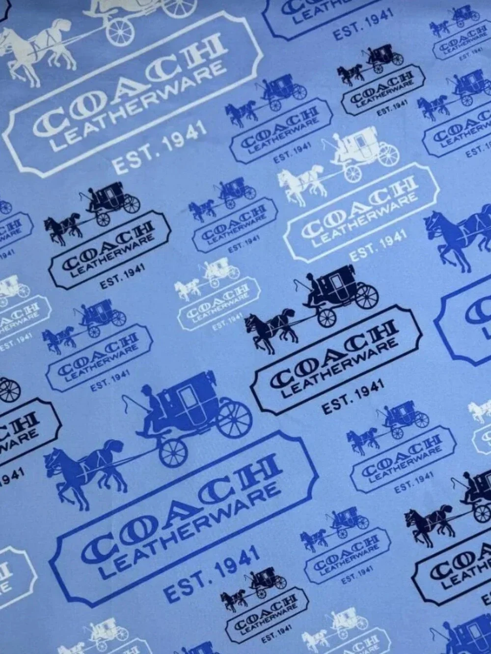 COACH Blue White 100% Silk 27